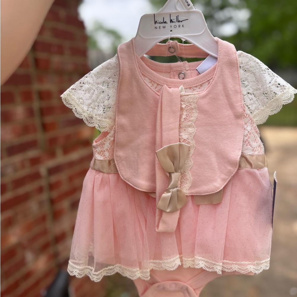 Nicole Miller Pink Lace Baby Dress